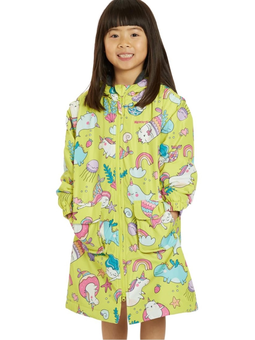 Sporti Kids Swim Parka Fleece Lined Removable Sleeves Girls Size XXS Unicorn Cat